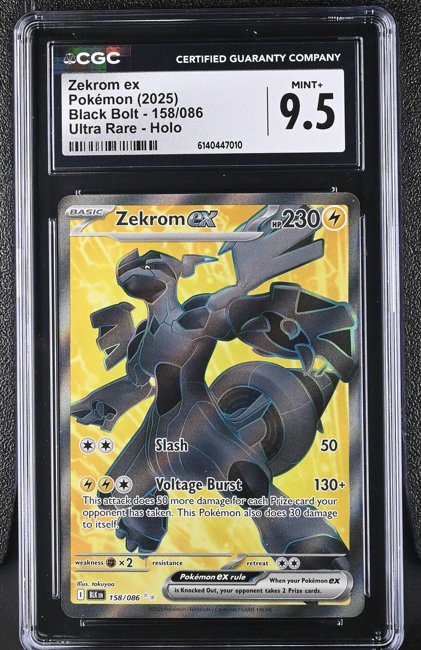 CGC 9.5 MINT+ Zekrom ex 158/086 Pokémon 2025 Black Bolt Ultra Rare Graded Card
